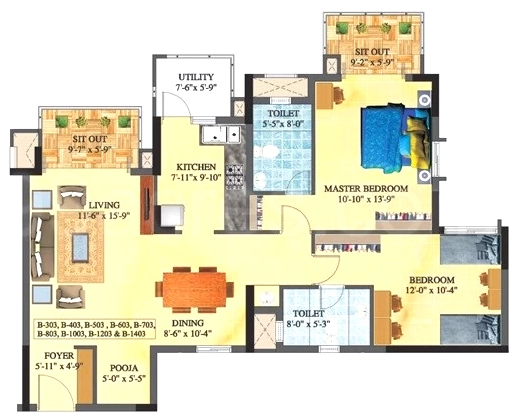 2 BHK Flat in Siroya Environ in Hebbal, Bangalore - Image 916094