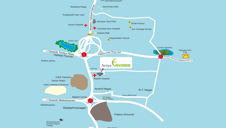 Location of Siroya Environ in Hebbal, Bangalore - Image 398561