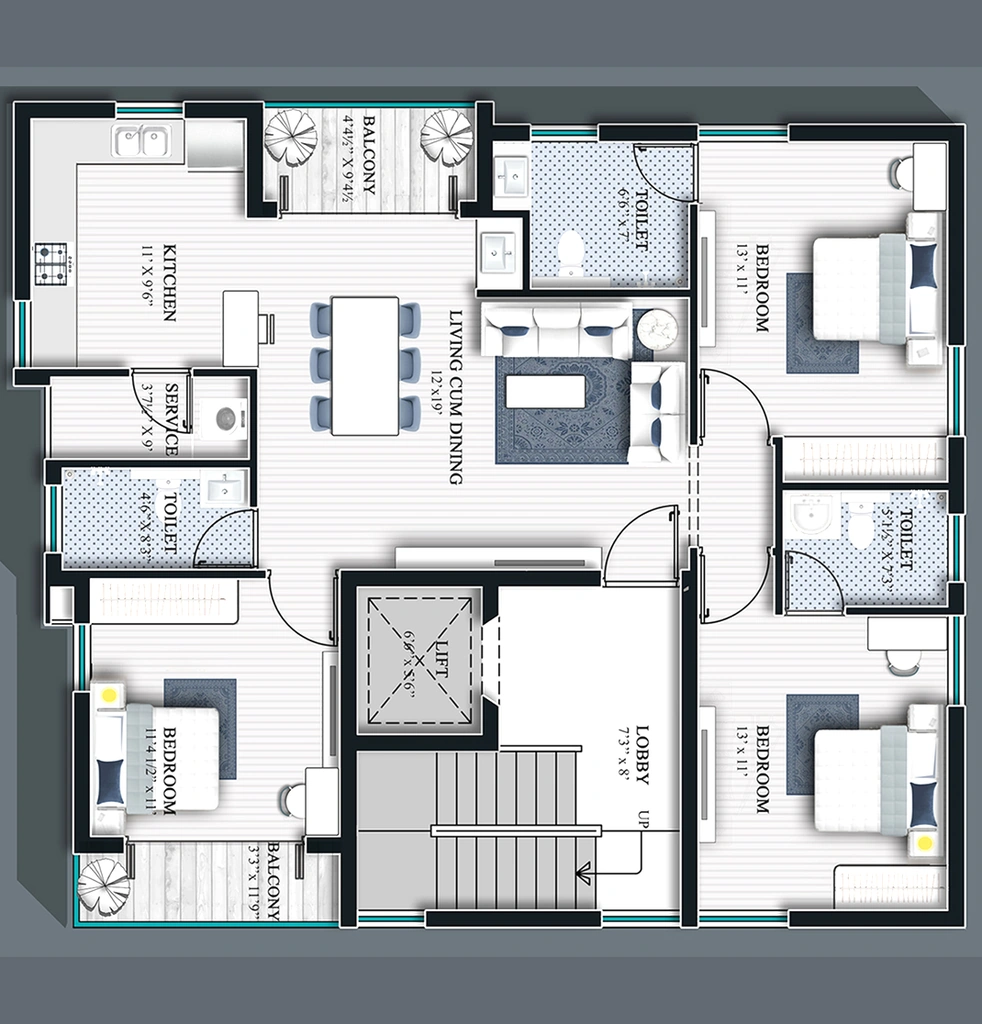 Floor Plan of Welldone Atop in Nungambakkam, Chennai - Image 398593