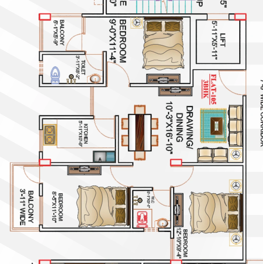 3 BHK Flat in Vedanta Shreeram Mansion in Saguna More, Patna - Image 916164