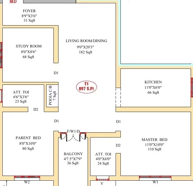 2.5 BHK Flat in Hannah Oasis in Kattupakkam, Chennai - Image 916111