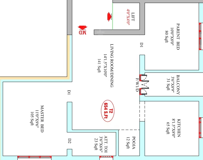 2 BHK Flat in Hannah Oasis in Kattupakkam, Chennai - Image 916108