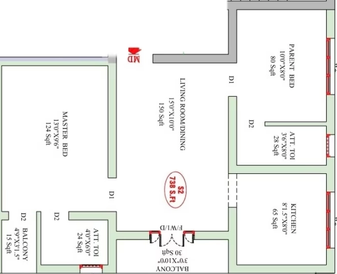 2 BHK Flat in Hannah Oasis in Kattupakkam, Chennai - Image 916109
