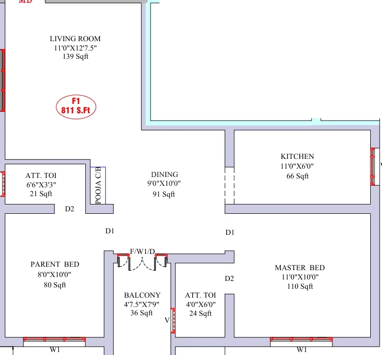 2 BHK Flat in Hannah Oasis in Kattupakkam, Chennai - Image 916110