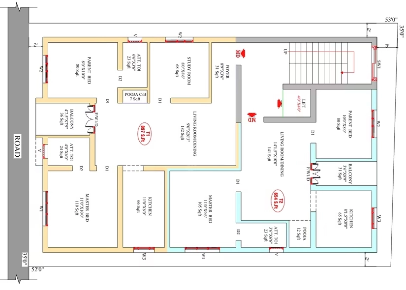 Floor Plan of Hannah Oasis in Kattupakkam, Chennai - Image 398614
