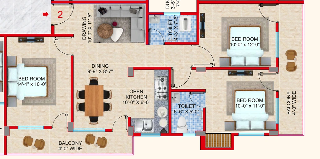 3 BHK Flat in Chitra Dwarika Apartment in Pahari, Patna - Image 916282