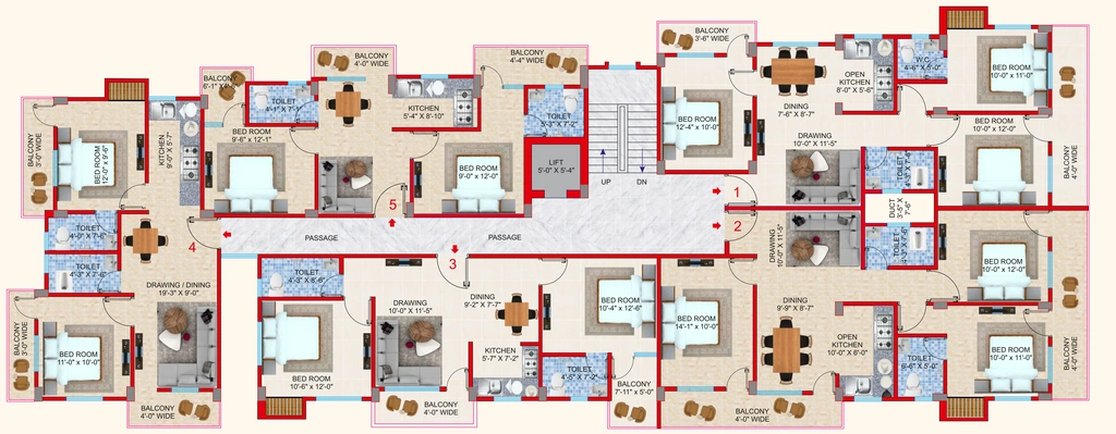 Floor Plan of Chitra Dwarika Apartment in Pahari, Patna - Image 398980