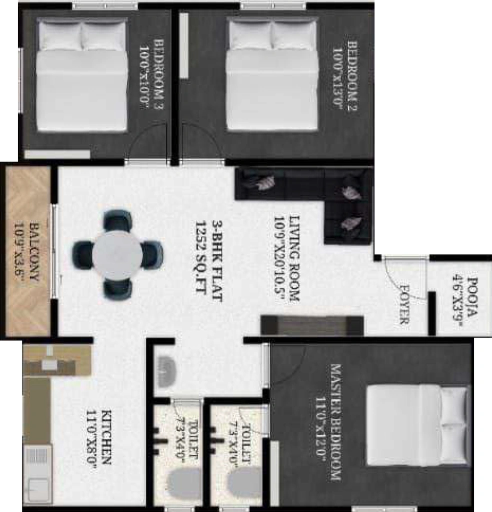 3 BHK Flat in Aksara Viola in Madipakkam, Chennai - Image 916113