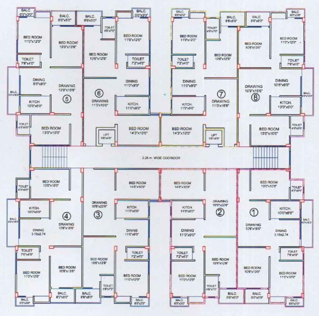 Floor Plan of Raj Mahendra Apartment in Ram Krishna Nagar, Patna - Image 399027