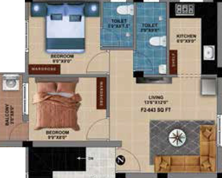 2 BHK Flat in MP Petals in Kundrathur, Chennai - Image 916114