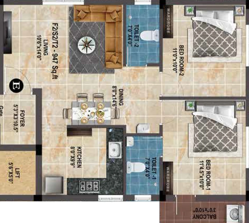 3 BHK Flat in MP Petals in Kundrathur, Chennai - Image 916115