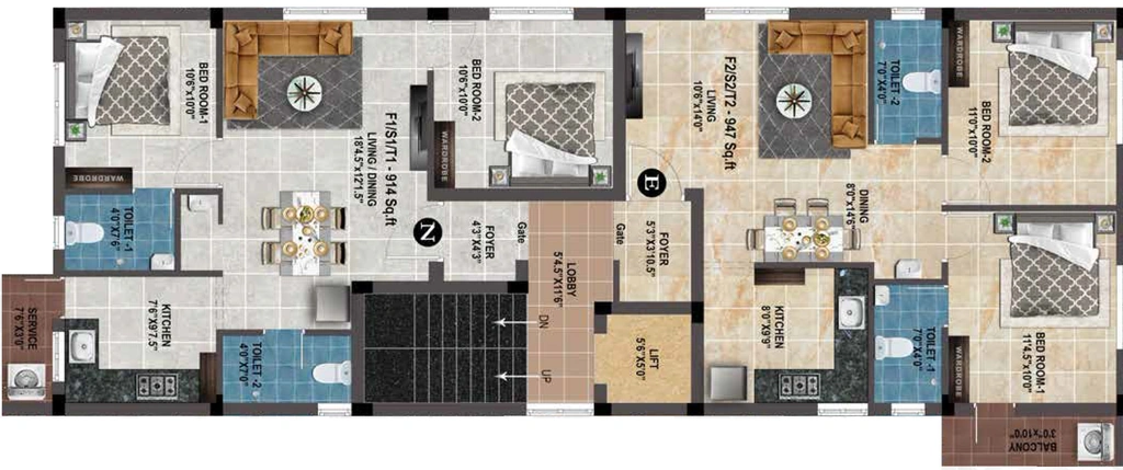 Floor Plan of MP Petals in Kundrathur, Chennai - Image 398632