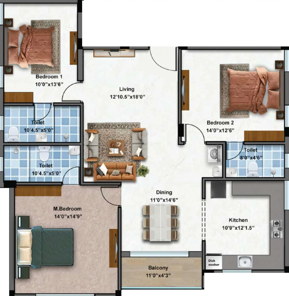 3 BHK Flat in MP Mugil & Mugavari in Mugalivakkam, Chennai - Image 916119