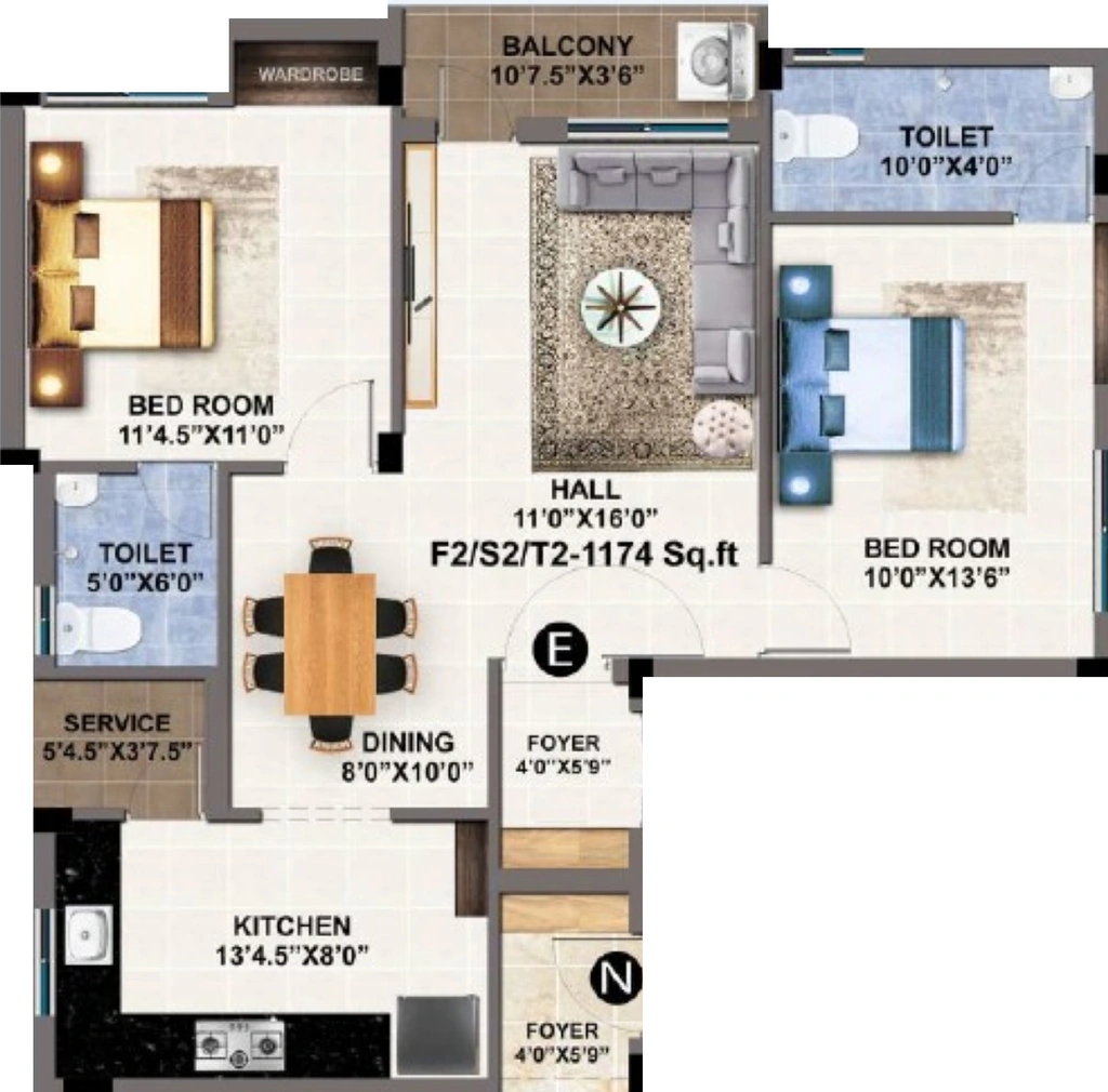2 BHK Flat in MP Pavilion in Pammal, Chennai - Image 916122