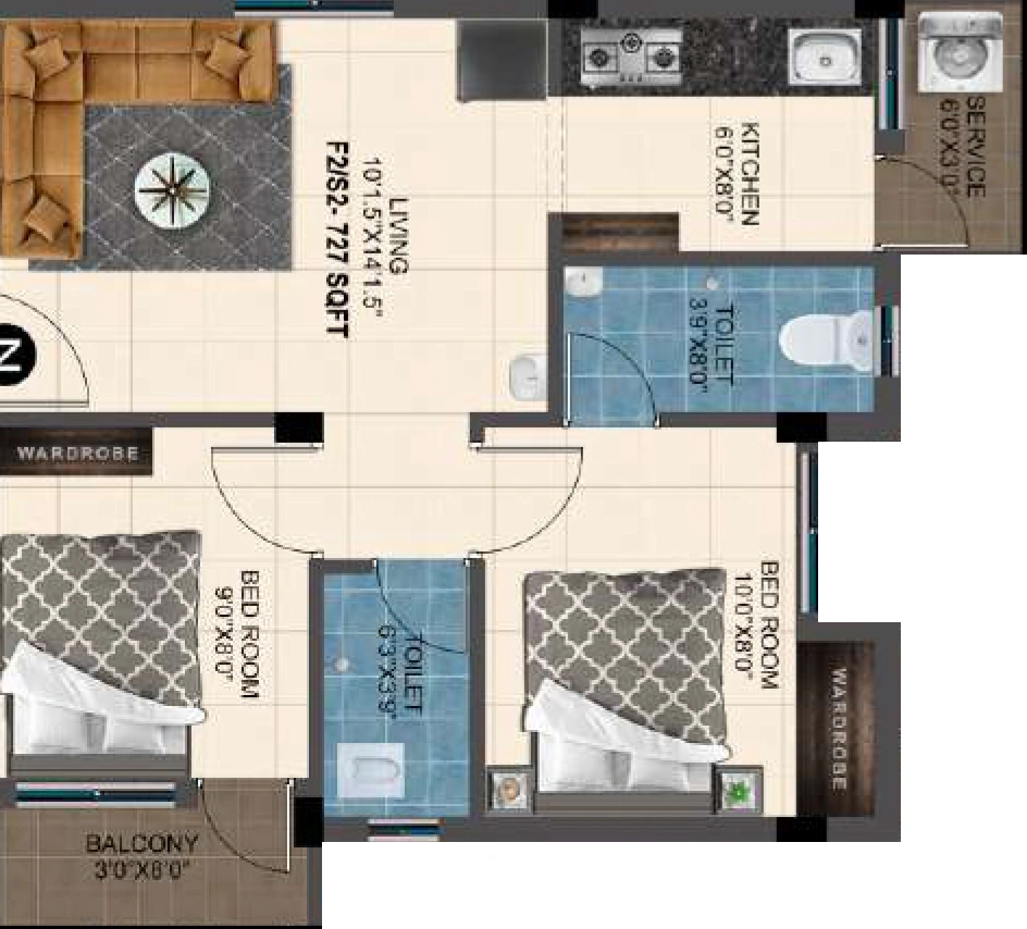 2 BHK Flat in MP Kumudham Enclave in Kundrathur, Chennai - Image 916125