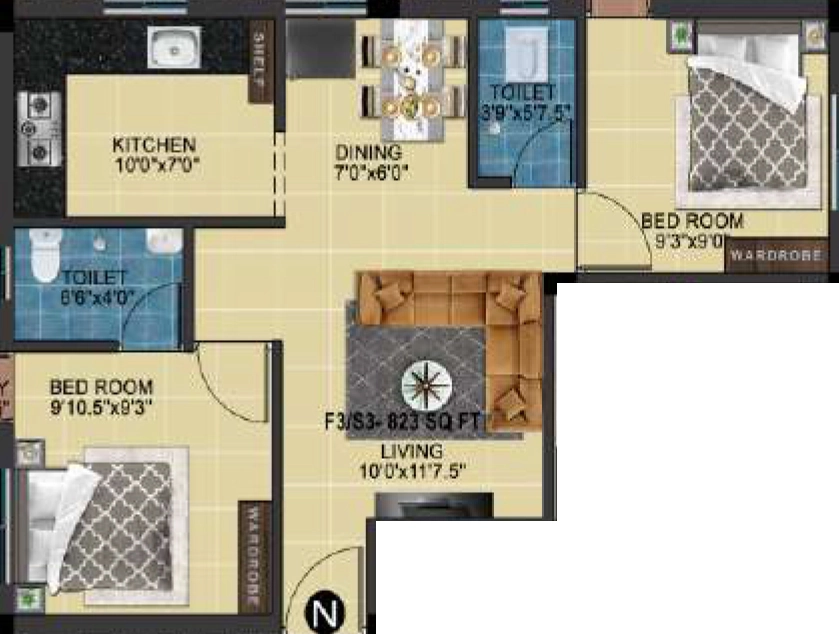 2 BHK Flat in MP Kumudham Enclave in Kundrathur, Chennai - Image 916126