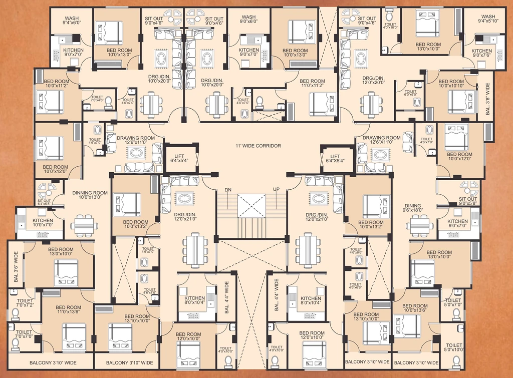 Floor Plan of Shikhar Heights in Airport Road, Bhopal - Image 399061