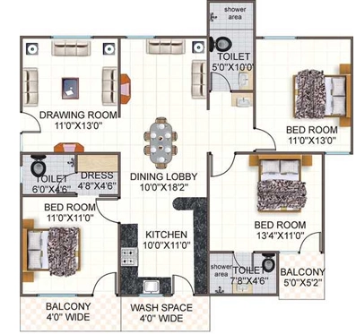 3 BHK Flat in Yashoda Desire in Arera Colony, Bhopal - Image 920284