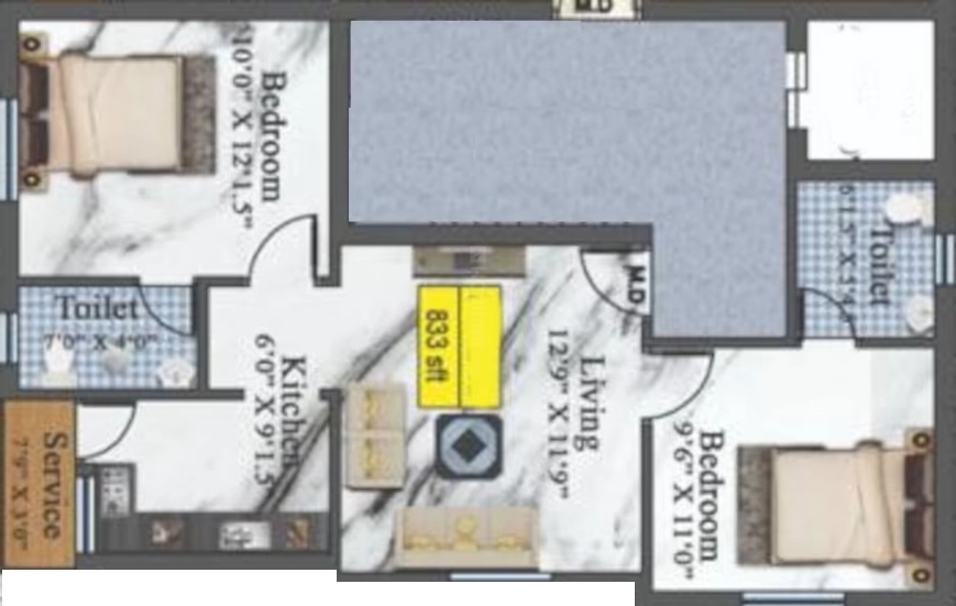 2 BHK Flat in Thansiya Elite in Kundrathur, Chennai - Image 916141