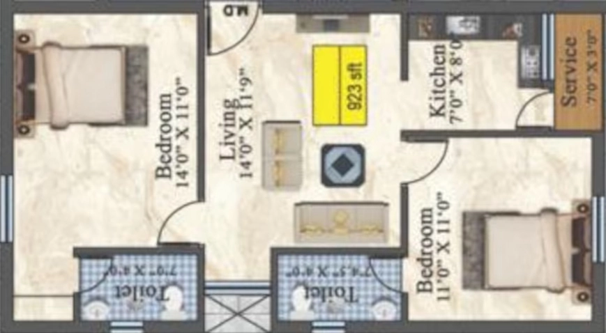 2 BHK Flat in Thansiya Elite in Kundrathur, Chennai - Image 916142