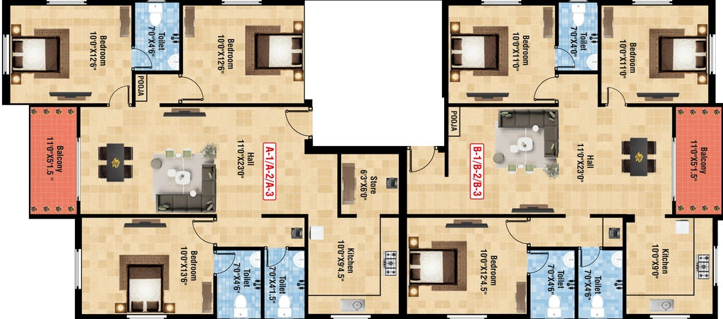 Floor Plan of Vijay Amrutha in Nanganallur, Chennai - Image 398706