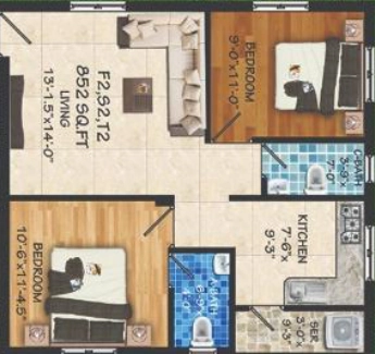 2 BHK Flat in CMR Sri Chandra in Pallikaranai, Chennai - Image 916145