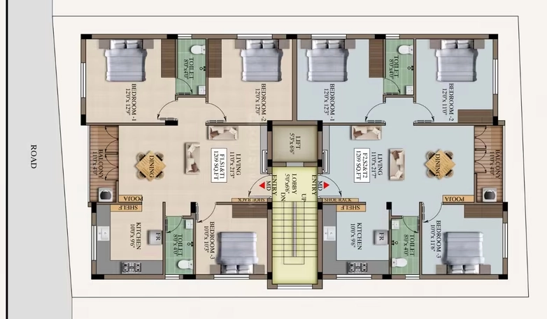 Floor Plan of Prabha Krishna in Adambakkam, Chennai - Image 398720