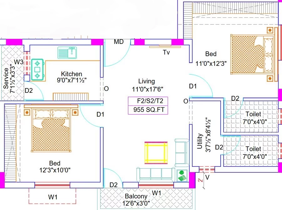 2 BHK Flat in SSGS Shanthi Castle in Vengaivasal, Chennai - Image 916168