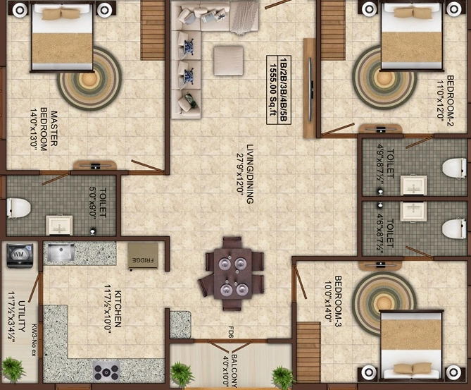3 BHK Flat in India Raghu in Besant Nagar, Chennai - Image 916228