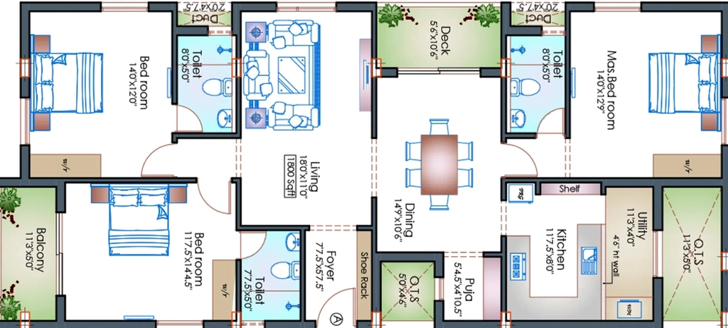 3 BHK Flat in Indu Coral in Besant Nagar, Chennai - Image 916245