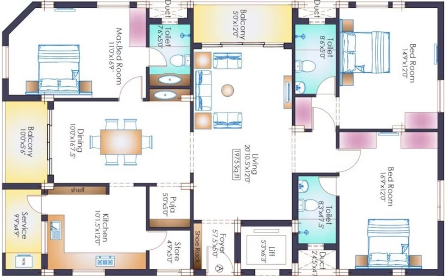 3 BHK Flat in Indu Krishna in Besant Nagar, Chennai - Image 916255