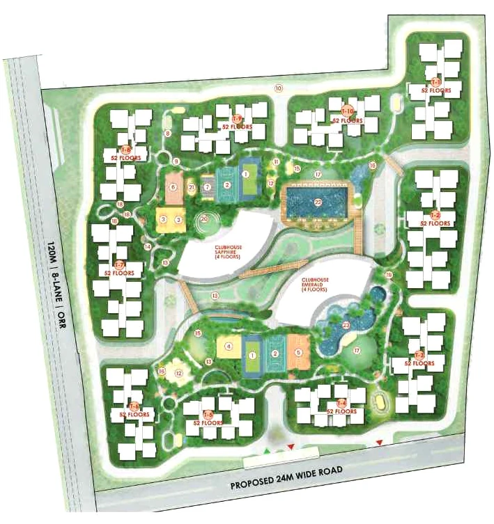 Master Plan of Prestige Golden Grove in Tellapur, Hyderabad - Image 398927
