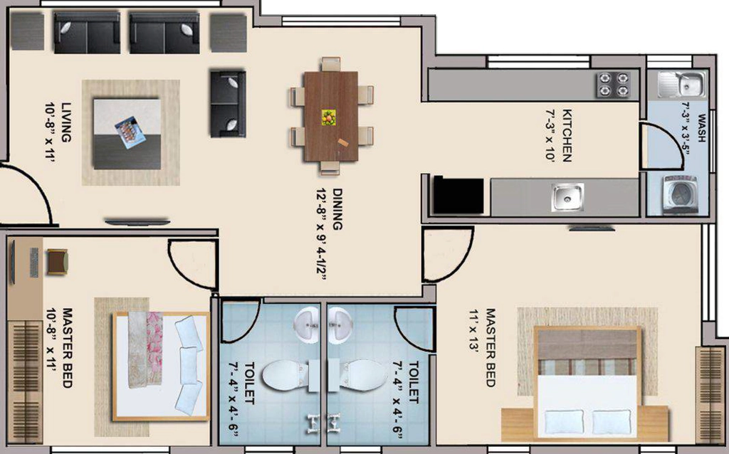 2 BHK Flat in Sheetals The Temple View in T Nagar, Chennai - Image 916269