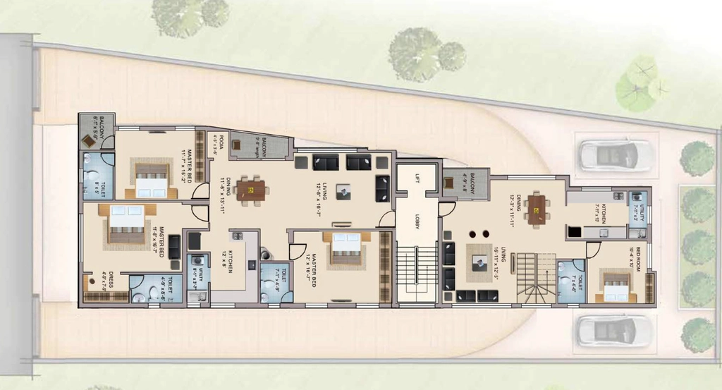 Floor Plan of Sheetals The Temple View in T Nagar, Chennai - Image 398934