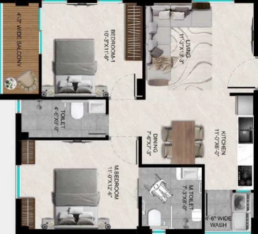 2 BHK Flat in Serene Bilvani One in Shankarpally, Hyderabad - Image 916283
