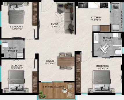 3 BHK Flat in Serene Bilvani One in Shankarpally, Hyderabad - Image 916284