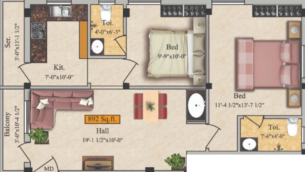 2 BHK Flat in Sri Srini Apartment in Alwartirunagar, Chennai - Image 916302