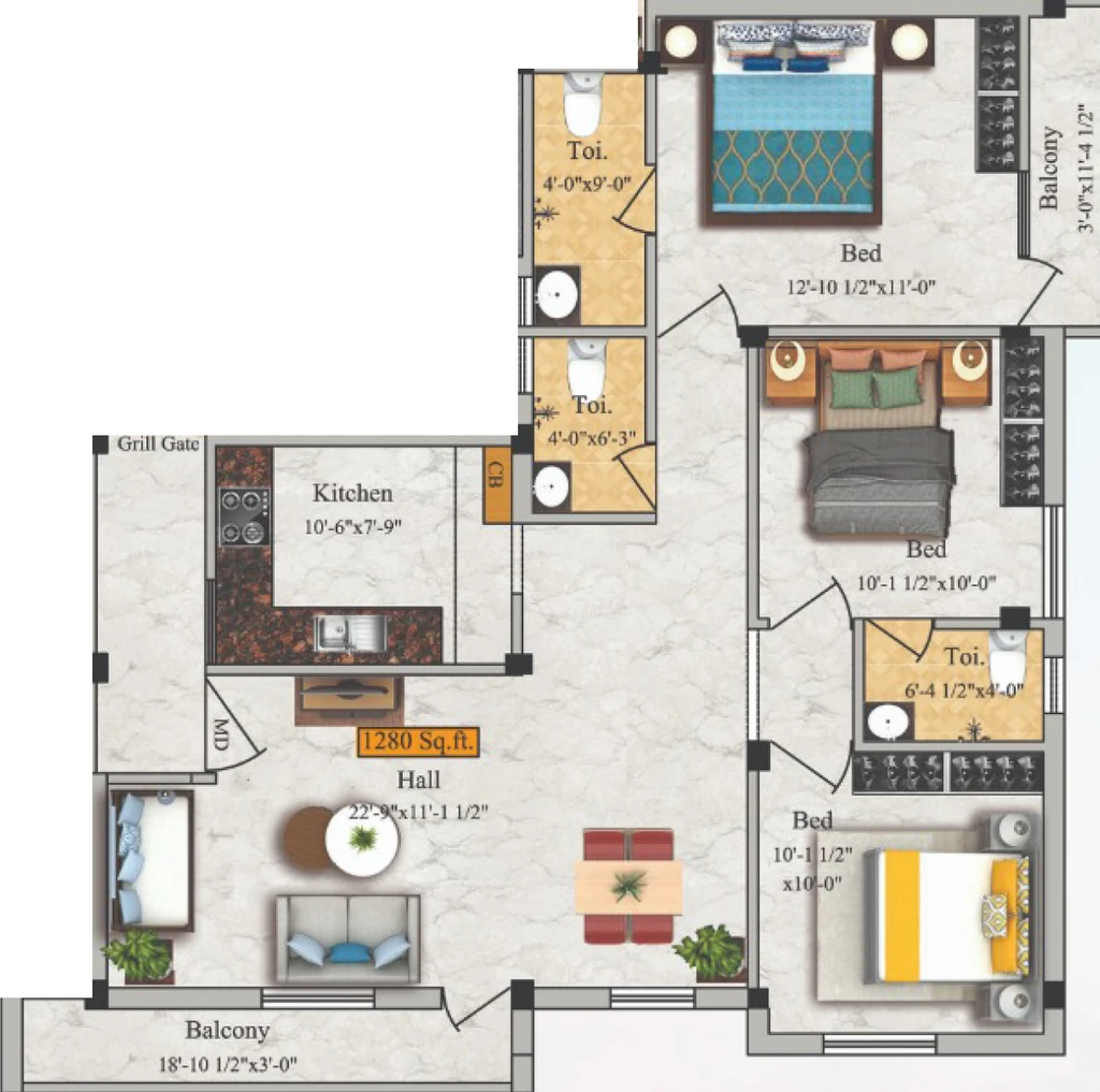 3 BHK Flat in Sri Srini Apartment in Alwartirunagar, Chennai - Image 916303