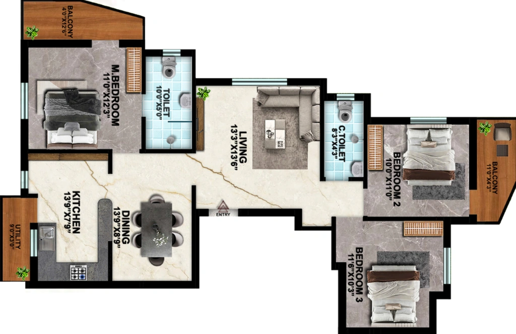 3 BHK Flat in HP Modira in Kovilambakkam, Chennai - Image 916332