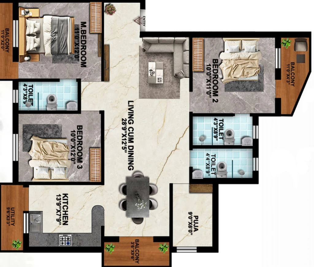 3 BHK Flat in HP Modira in Kovilambakkam, Chennai - Image 916333