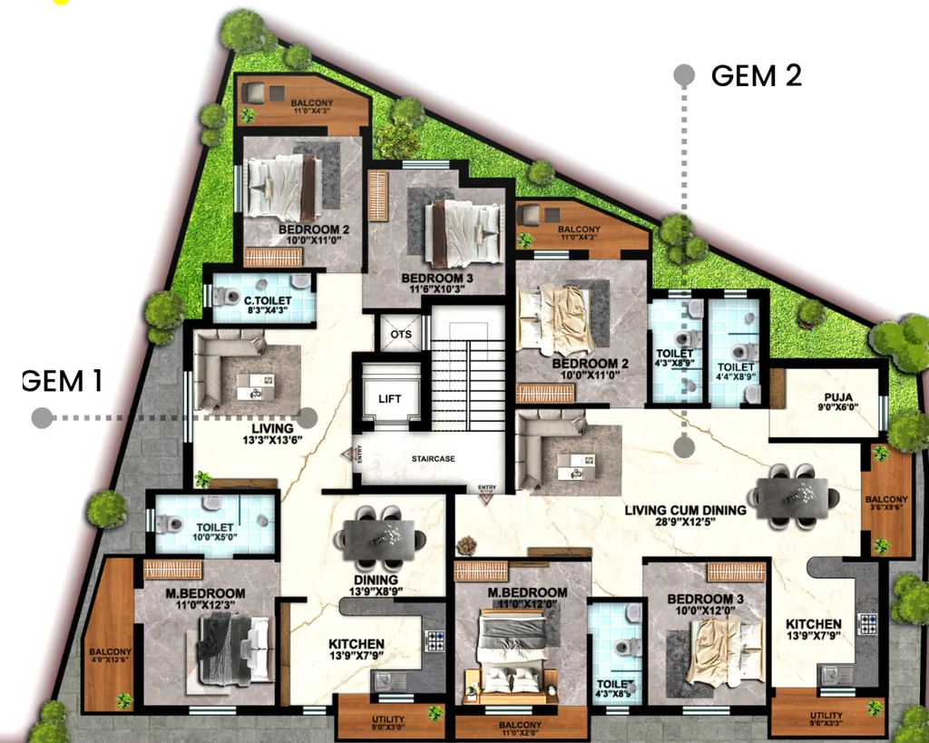 Floor Plan of HP Modira in Kovilambakkam, Chennai - Image 399075