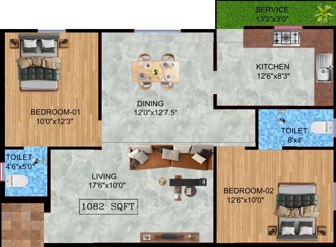 2 BHK Flat in Sowmya Sivam in Nanmangalam, Chennai - Image 916344
