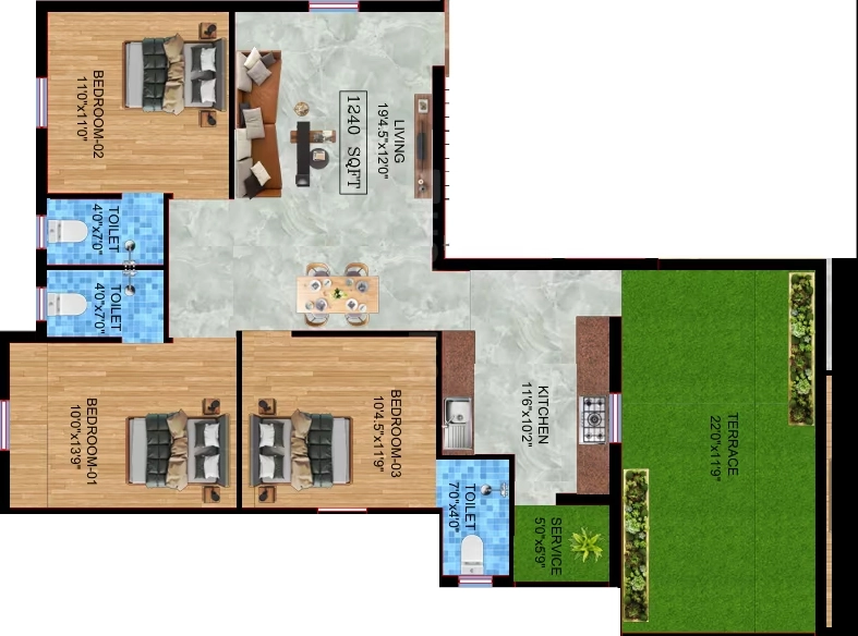 3 BHK Flat in Sowmya Sivam in Nanmangalam, Chennai - Image 916345