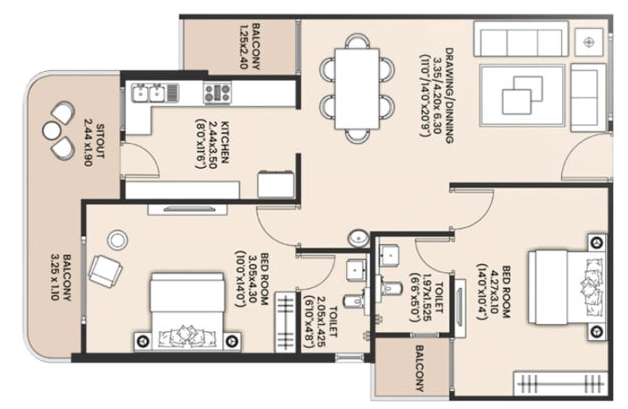 2 BHK Flat in Vardhman Celestia in Ayodhya Bypass, Bhopal - Image 916487