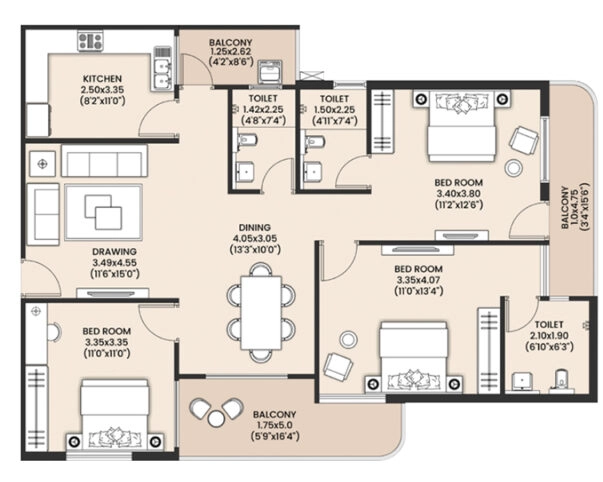 3 BHK Flat in Vardhman Celestia in Ayodhya Bypass, Bhopal - Image 916488