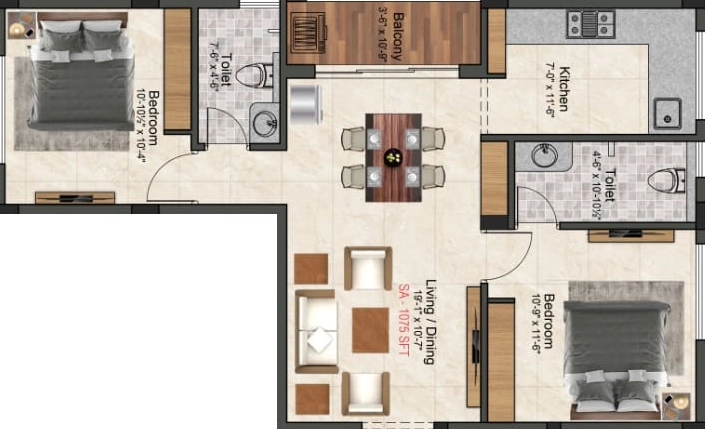 2 BHK Flat in Sivarams Bethel in Velachery, Chennai - Image 916350