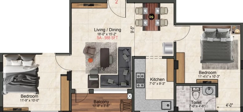2 BHK Flat in Sivarams Bethel in Velachery, Chennai - Image 916349