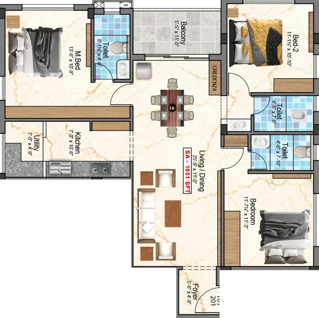 3 BHK Flat in Sivarams Elite in Kovilambakkam, Chennai - Image 916365