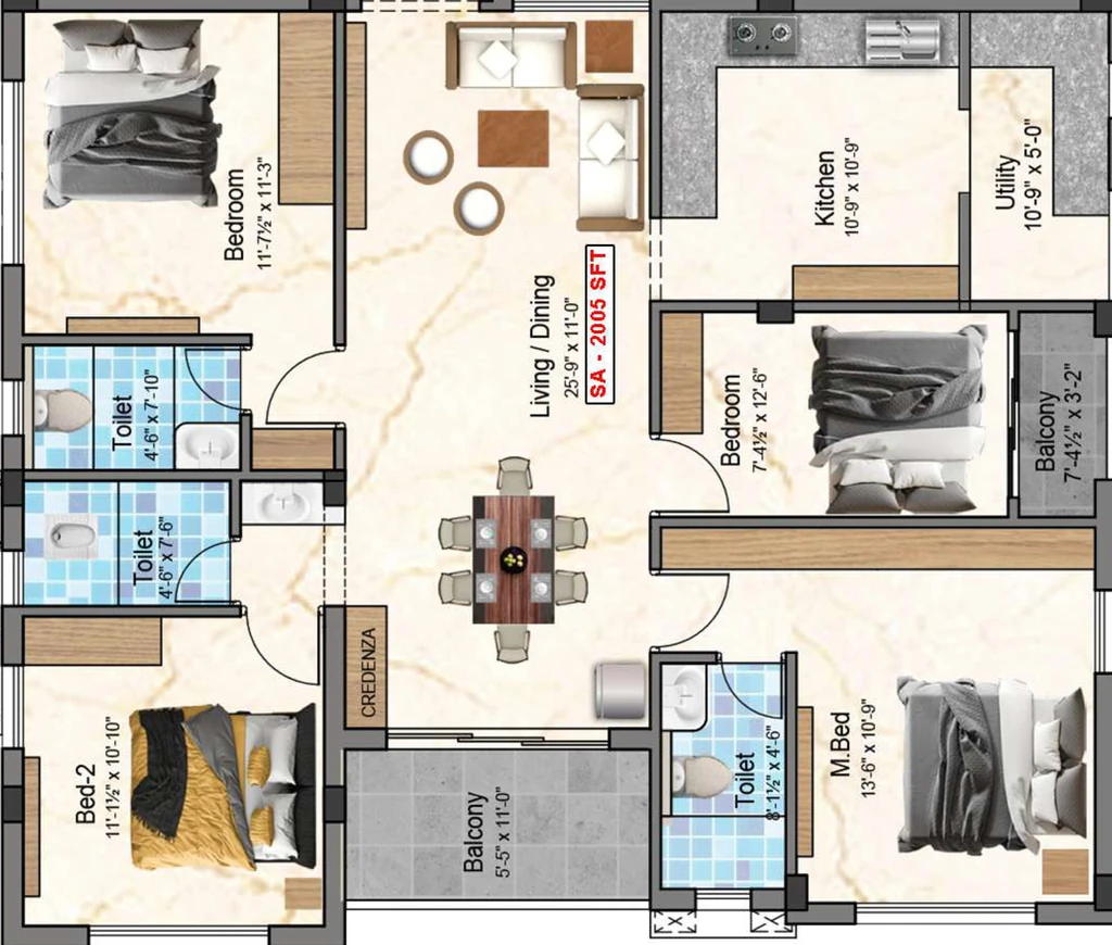 4 BHK Flat in Sivarams Elite in Kovilambakkam, Chennai - Image 916367