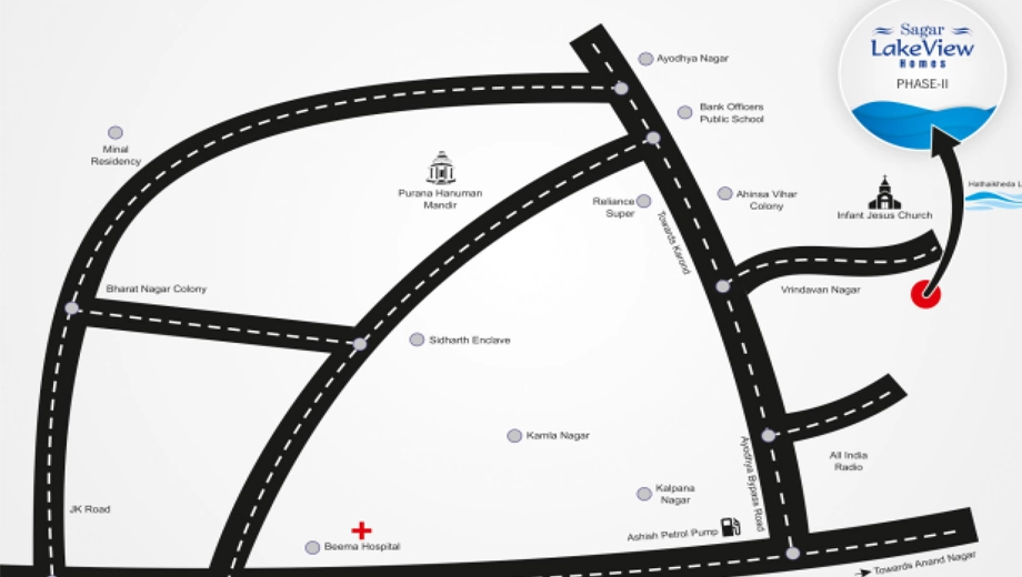 Location of Agrawal Sagar Lakeview Homes in Ayodhya Bypass, Bhopal - Image 399342
